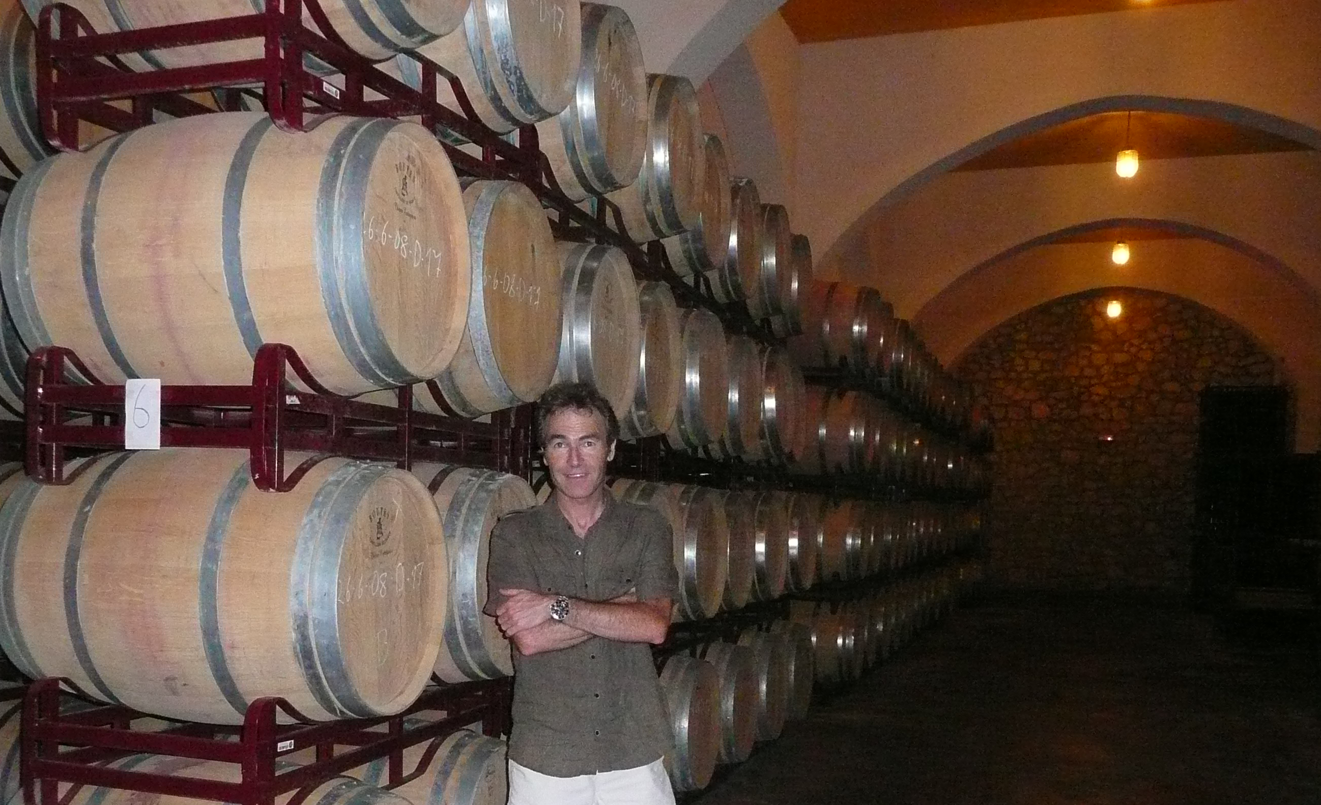 Toni with Reserva wines in barrel